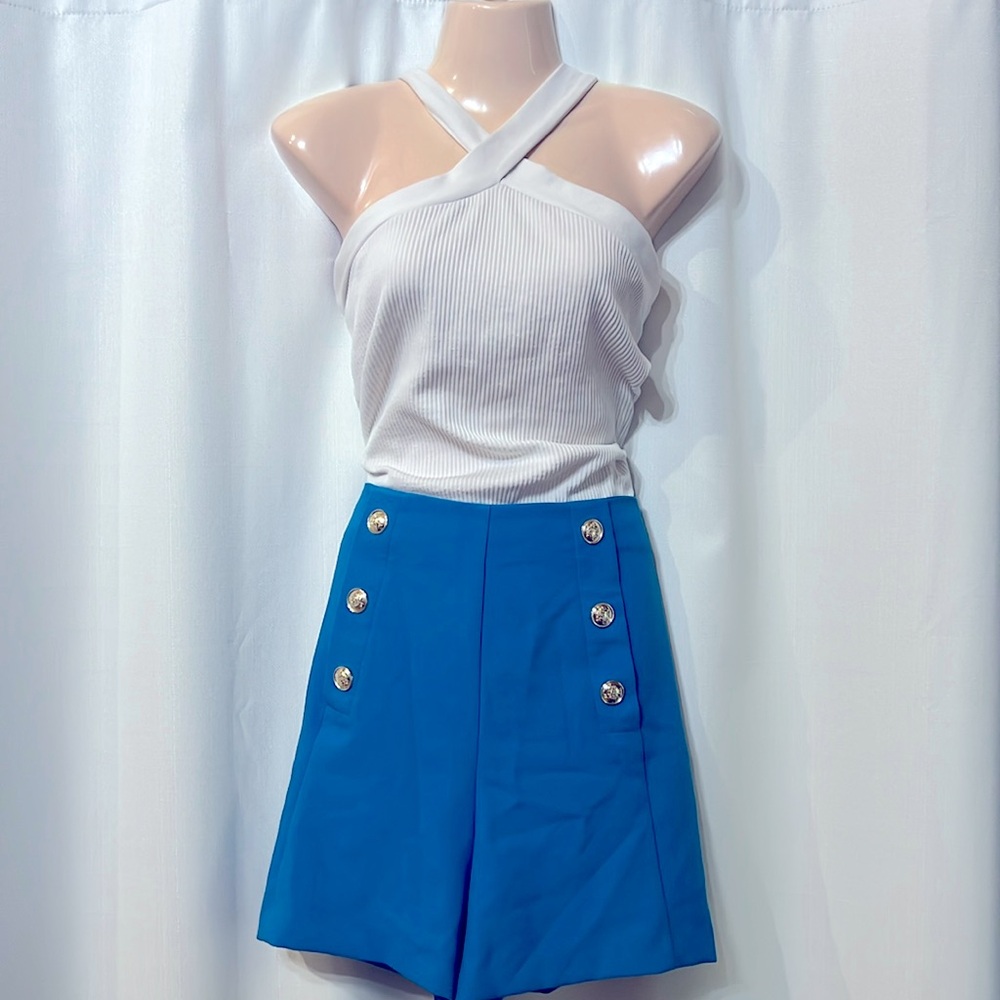 Lily Morgan cross neck ribbed tank top , size L